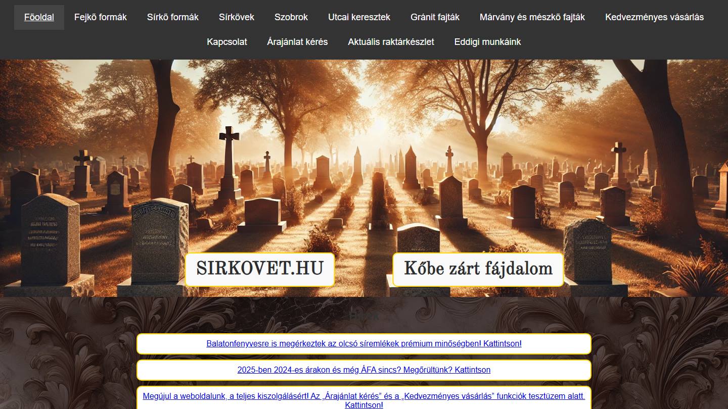 sirkovet.hu nyitóoldala