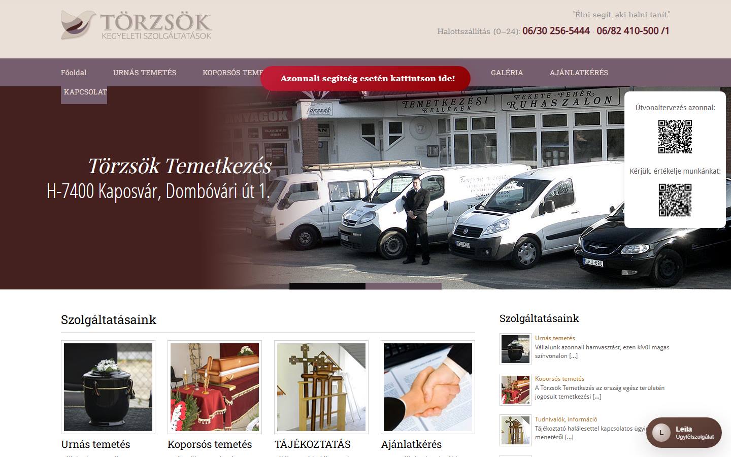temetkezest.hu nyitóoldala